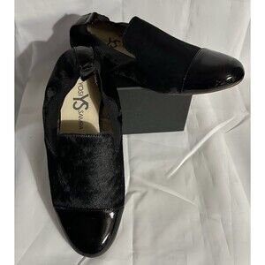 Yosi Samra Black Calf Hair Patent Leather Preslie Ballet Slip on Loafer Size 9